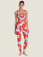 Red Poppy Floral Sports Bra Set