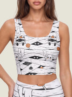 Mummy Cat Halloween Sports Bra Set