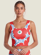 Red Poppy Floral Sports Bra Set