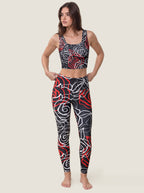 Red Rose Outline Sports Bra Set