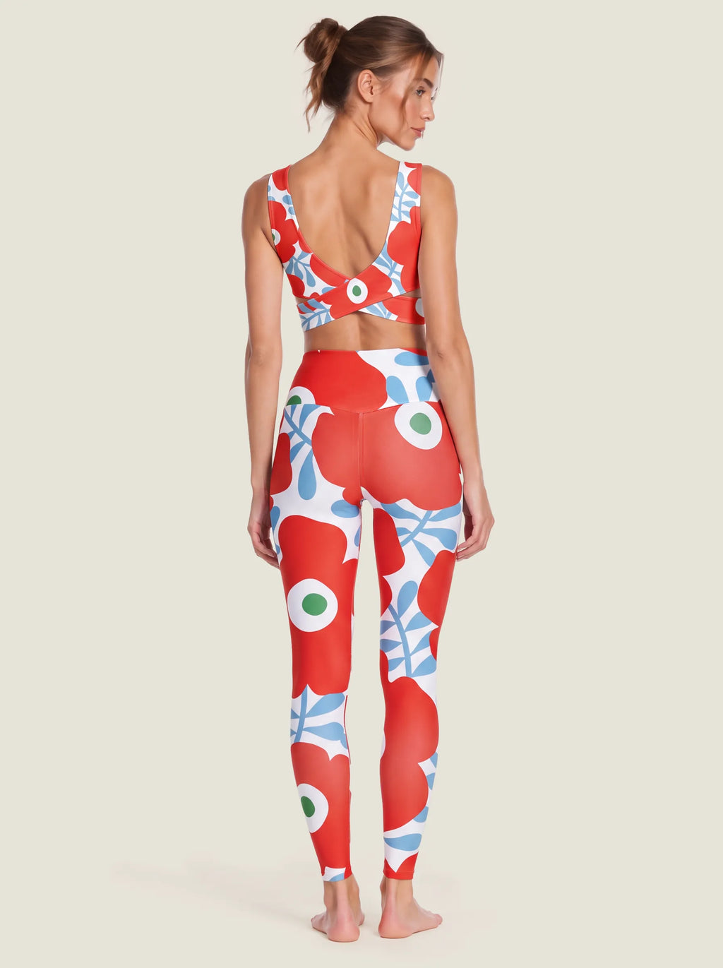 Red Poppy Floral Sports Bra Set
