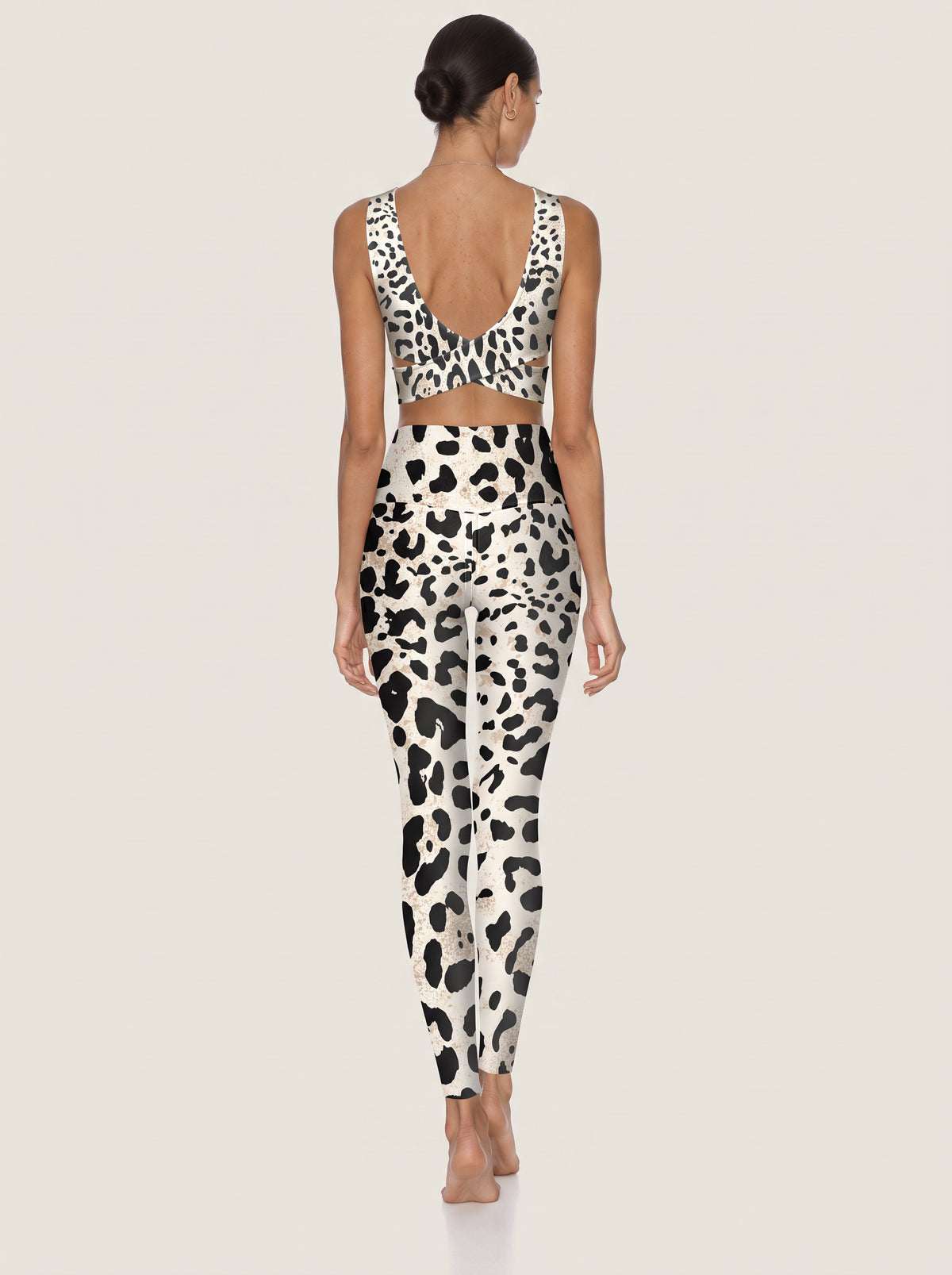 Ivory Leopard Spot Sports Bra Set