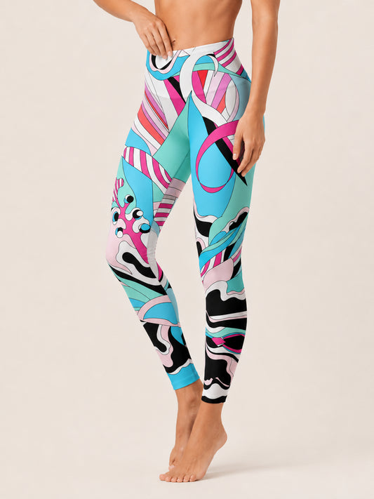 Pop Abstract Wave  Sculpt Leggings