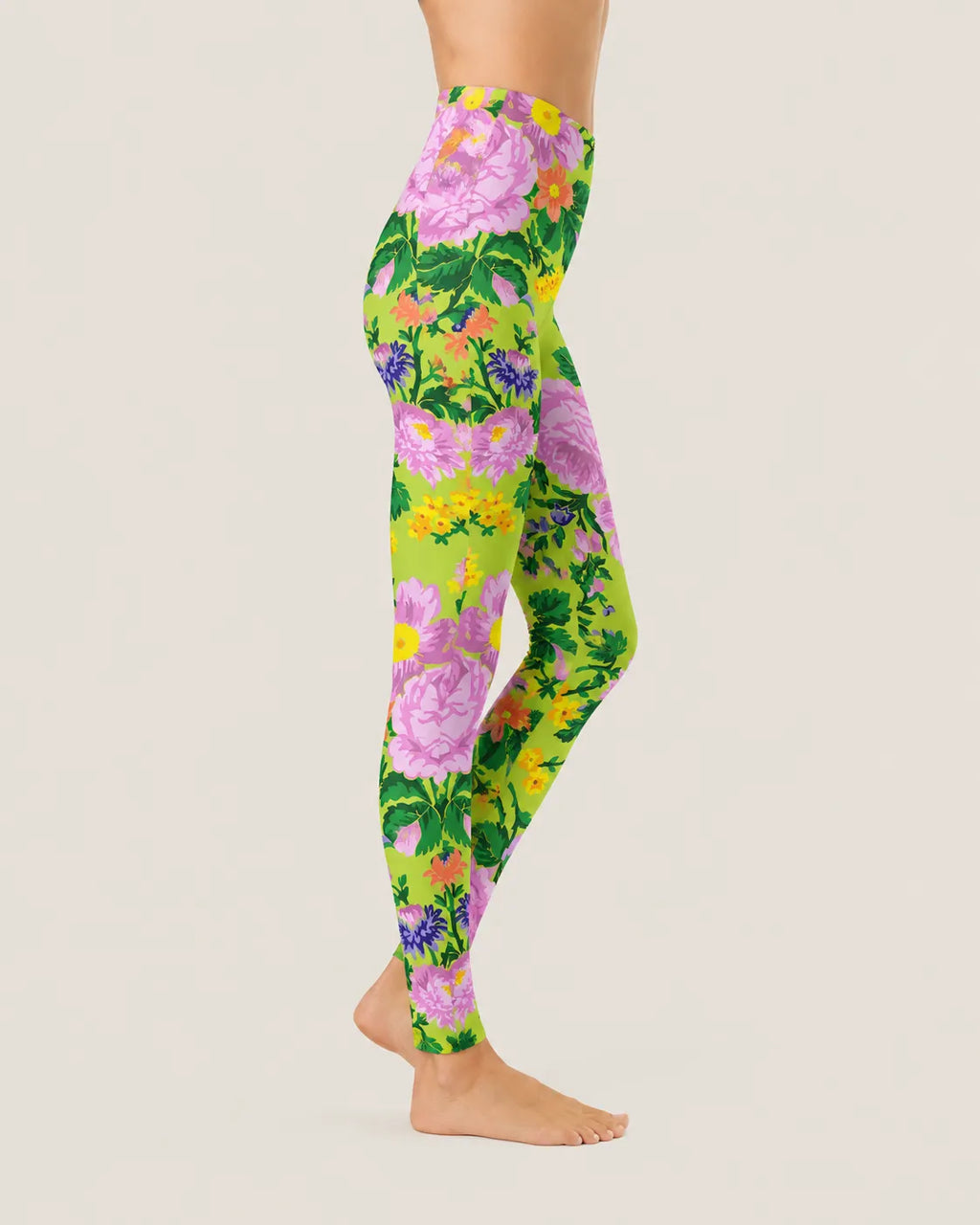 Lime Blossom Garden High-Rise  Leggings