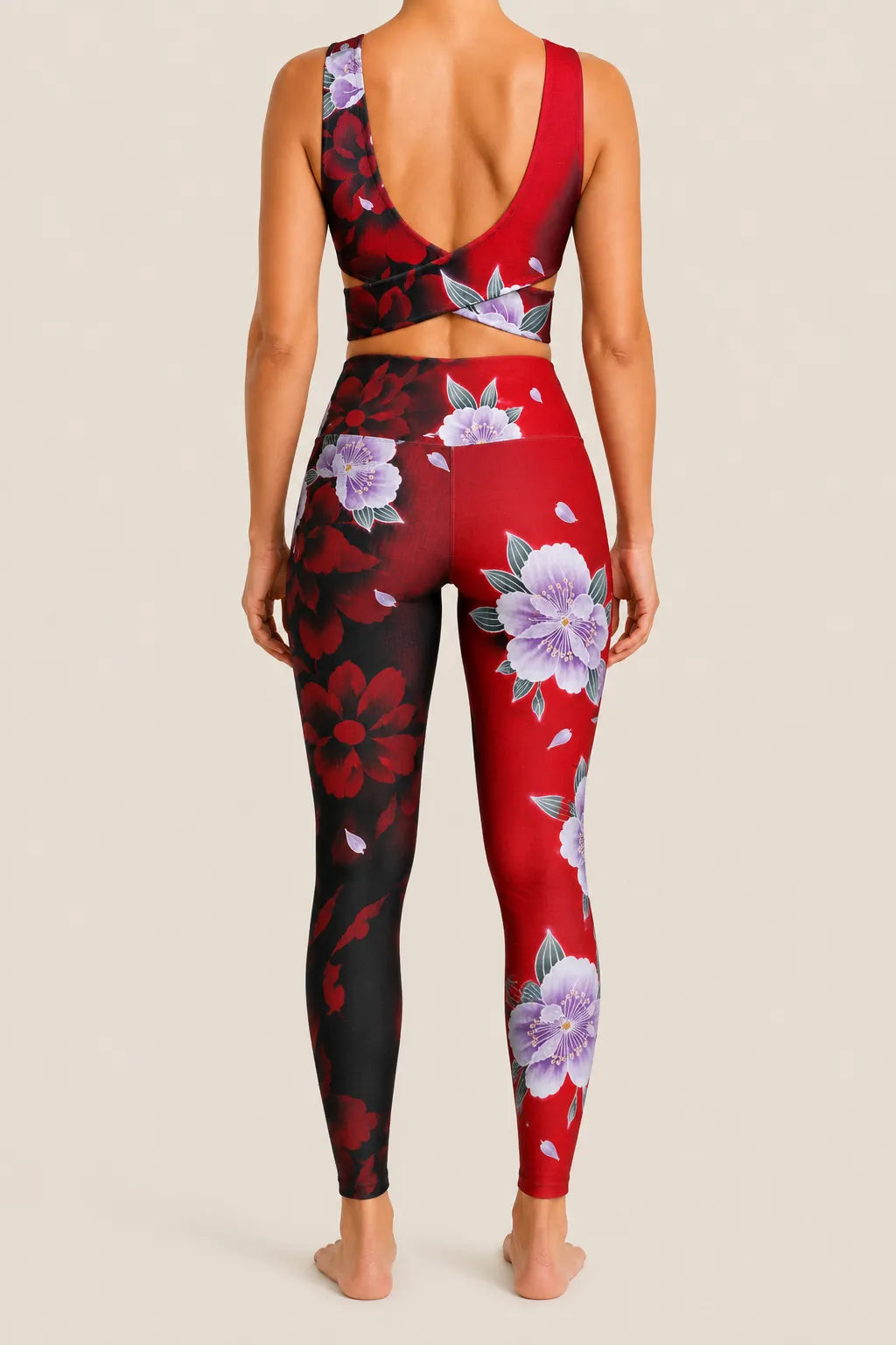 Crimson Sakura Shadow High-Rise Leggings Set