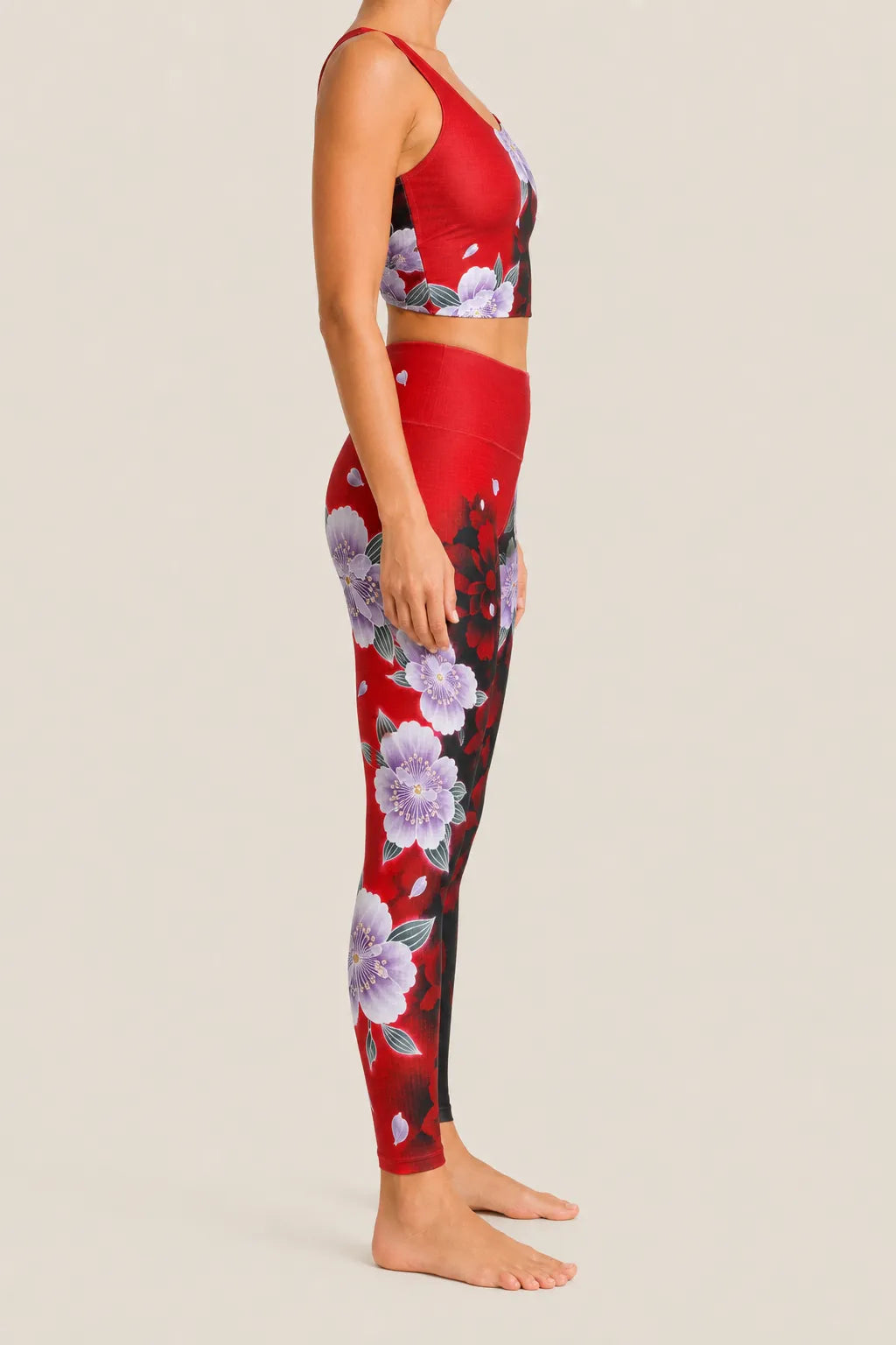Crimson Sakura Shadow High-Rise Leggings Set