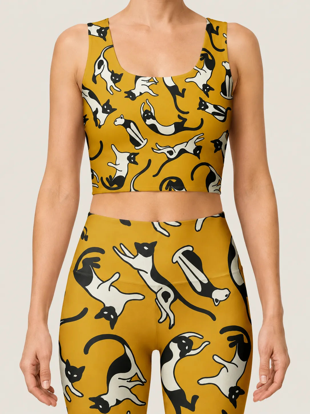 Mustard Cat Parade Longline Sports Bra Set
