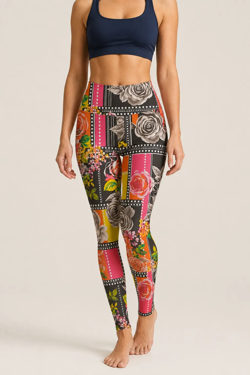 Cinematic Rose Collage High-Rise  Leggings