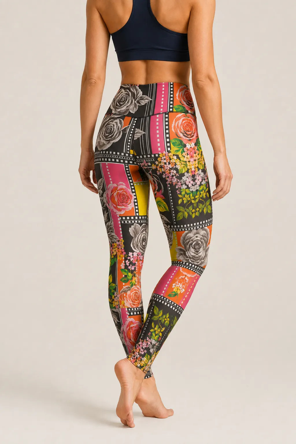 Cinematic Rose Collage High-Rise  Leggings