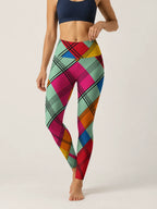 Color Block Plaid High-Rise Leggings