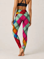 Color Block Plaid High-Rise Leggings