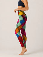 Color Block Plaid High-Rise Leggings