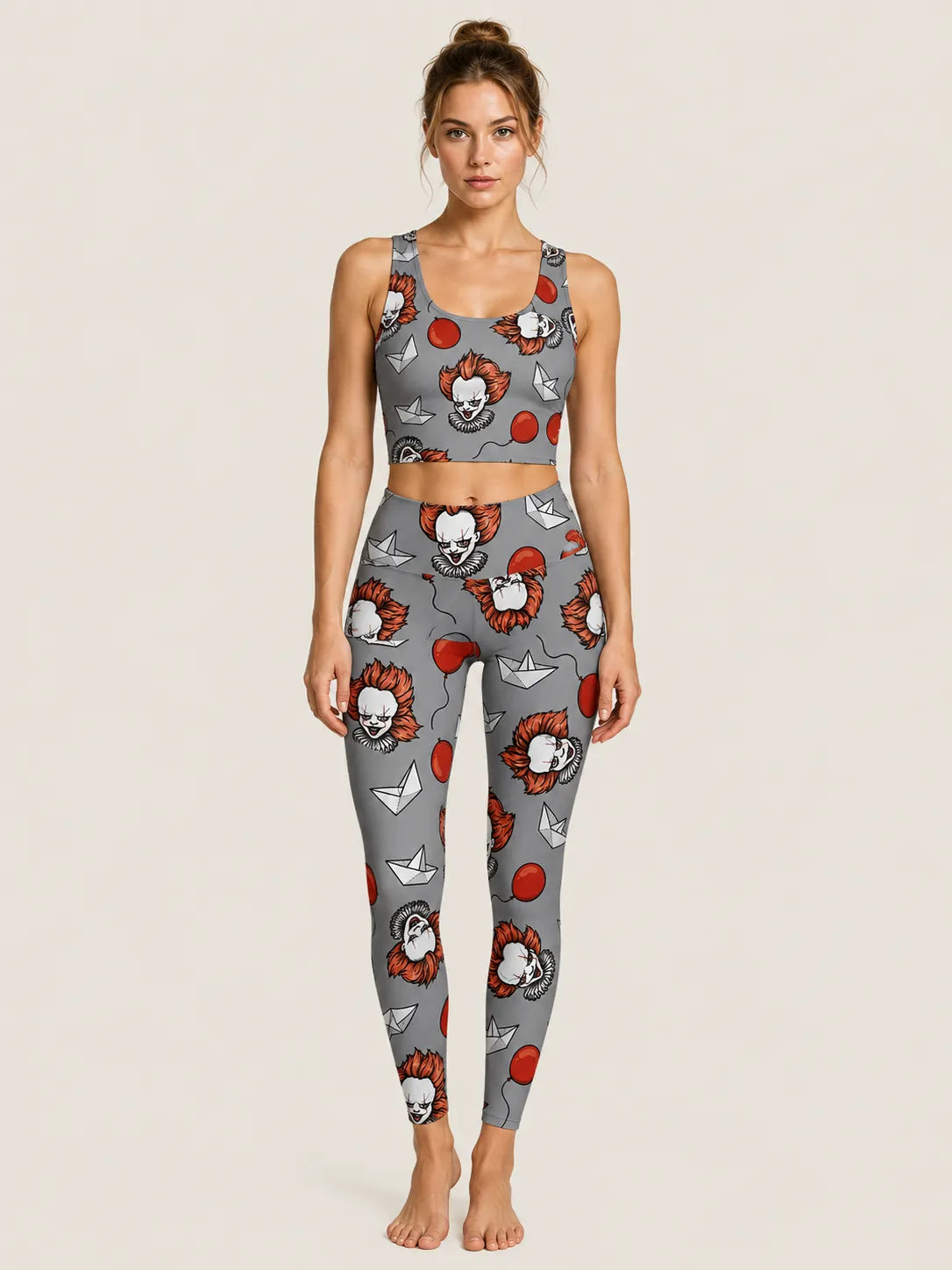 Creepy Clown Balloon Sports Bra Set