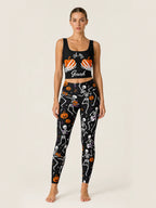 Halloween Pumpkin Skeleton Sports Bra Set