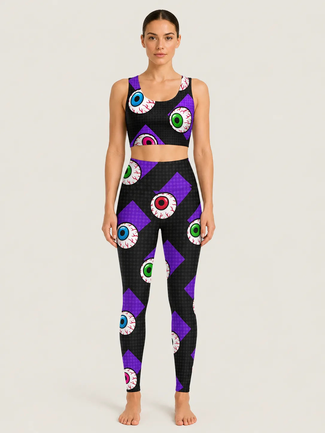 Creepy Eyeball Halloween Sports Bra Set