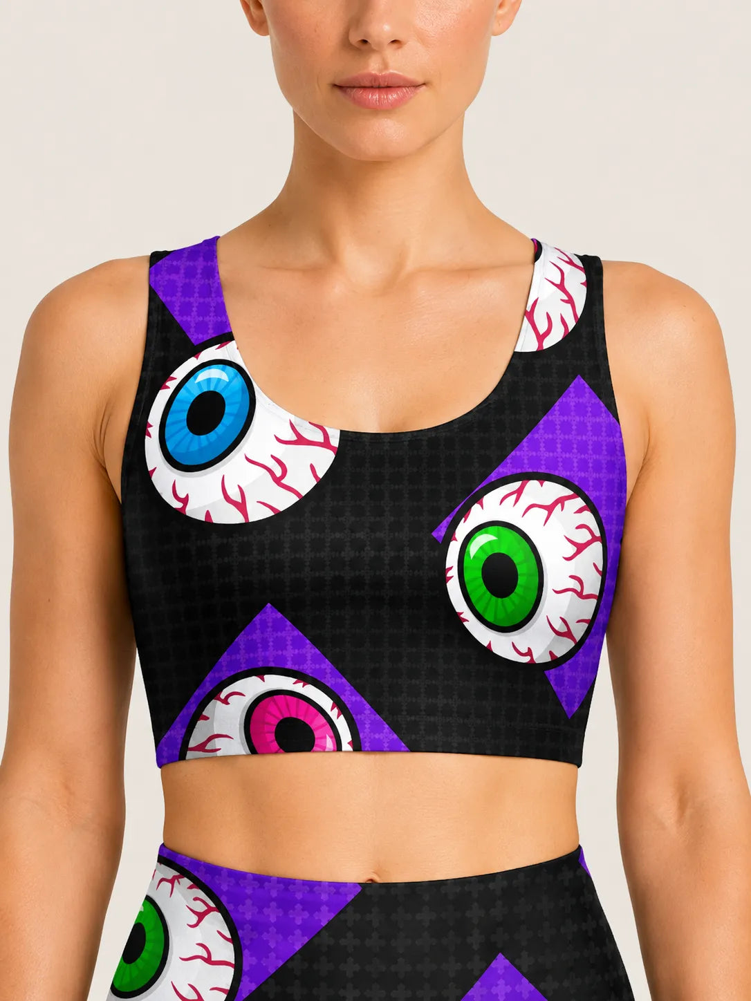 Creepy Eyeball Halloween Sports Bra Set