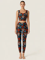 Pirate Skull Floral Sports Bra Set