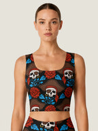 Pirate Skull Floral Sports Bra Set