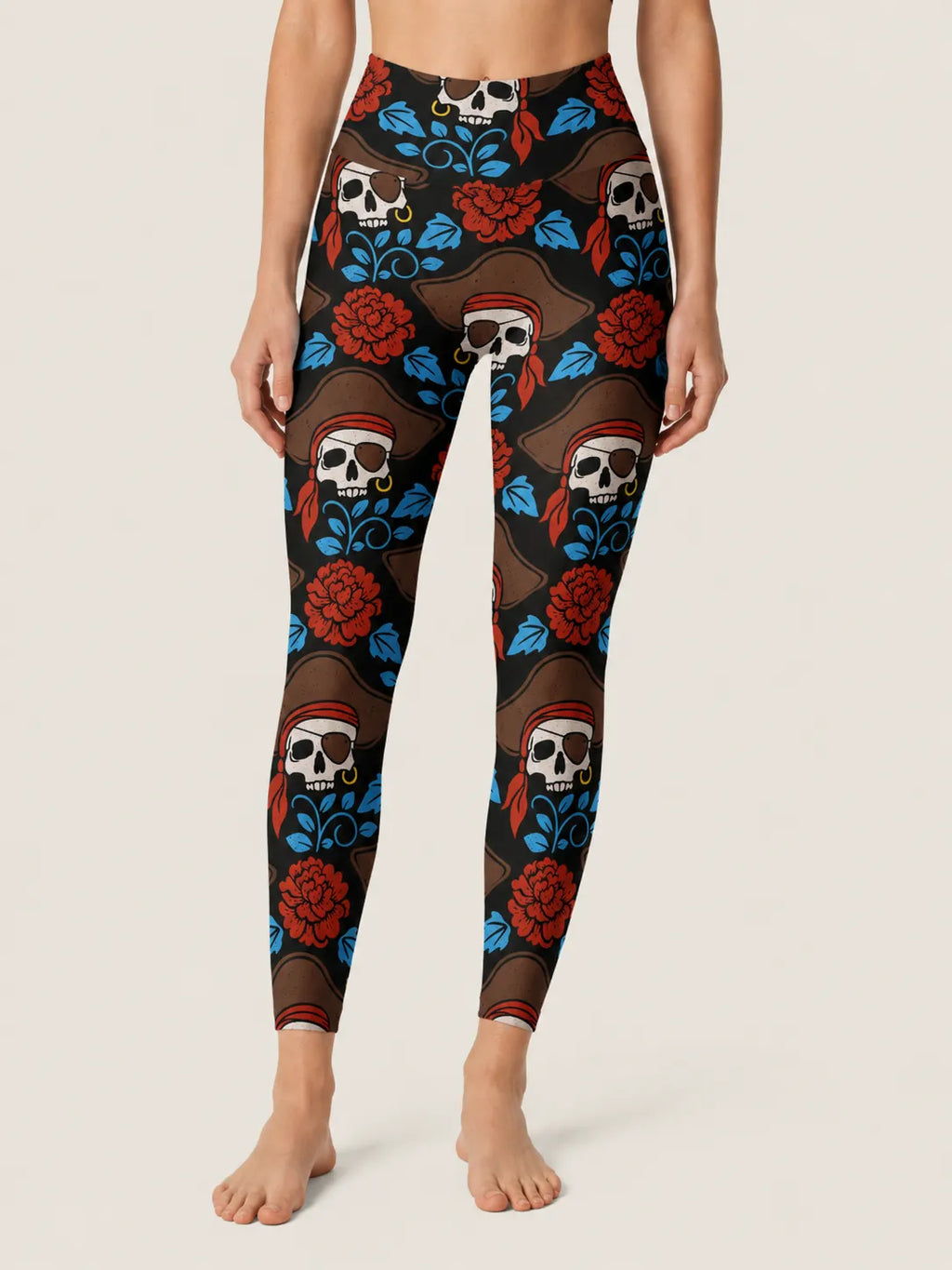 Pirate Skull Floral Sports Bra Set