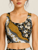 Golden Sakura Wave Sports Bra Set