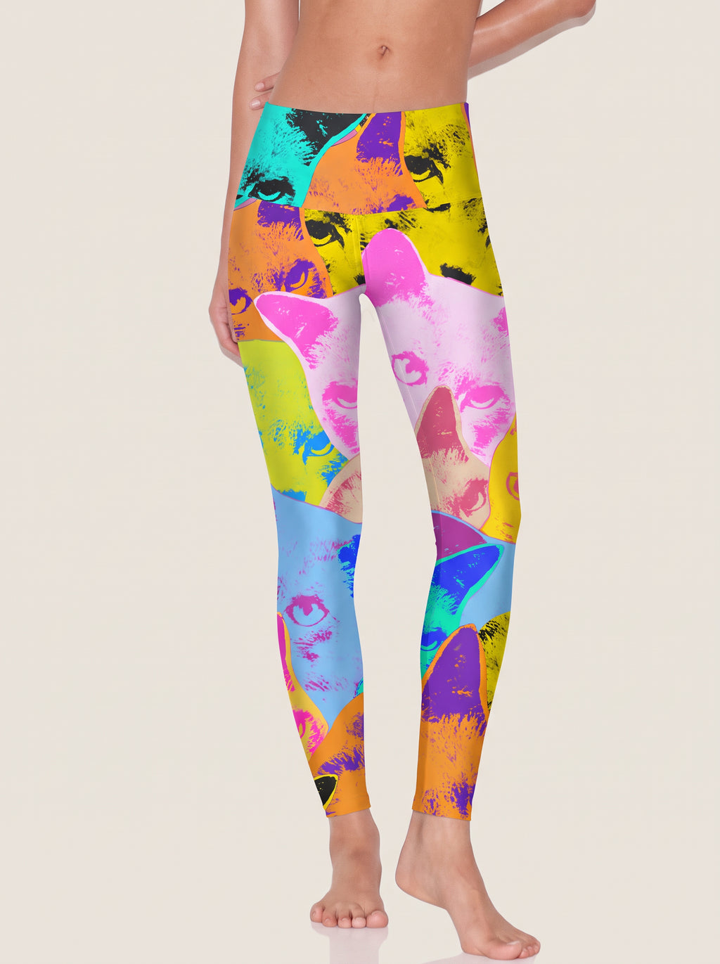 Pop Art Cat Collage Sports Bra Set