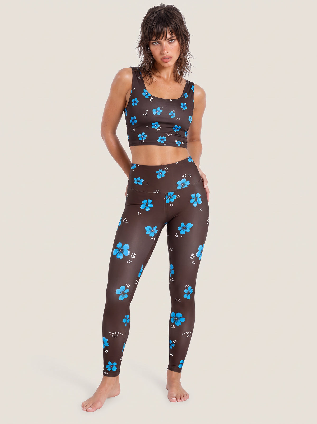 Blue Blossom Night Sports Bra Set