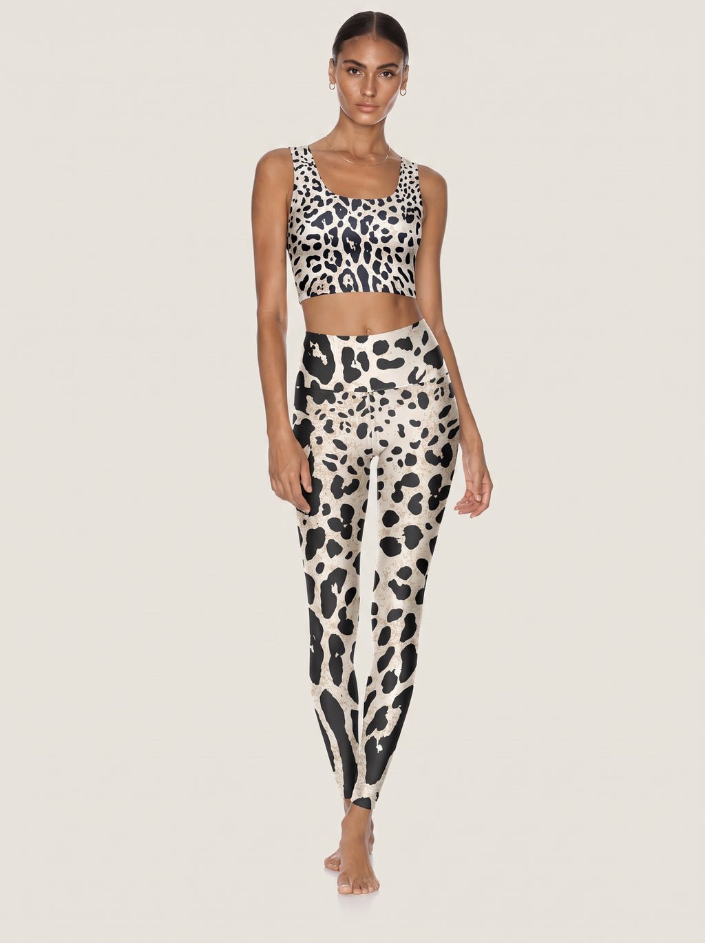 Ivory Leopard Spot Sports Bra Set