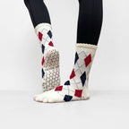 One Size Argyle Five-Toe Grip Yoga Crew Socks