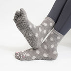 One Size Snowflake Cartoon Five-Toe Grip Crew Socks