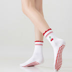 One Size Jacquard Knit Grip Yoga Crew Socks