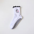 One Size Jacquard Knit Grip Yoga Crew Socks