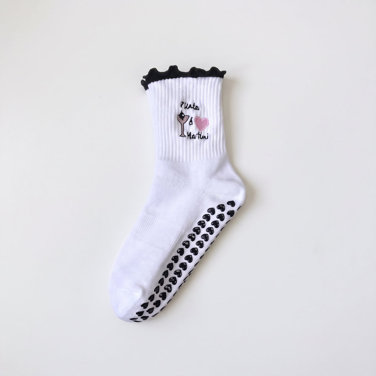 One Size Jacquard Knit Grip Yoga Crew Socks