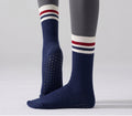 One Size Striped Knit Grip Yoga Crew Socks (2 Pairs)