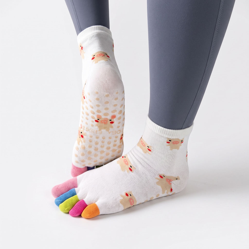 One Size Cartoon Pattern Five-Toe Crew Socks