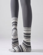 One Size Striped Knit Grip Yoga Crew Socks (2 Pairs)