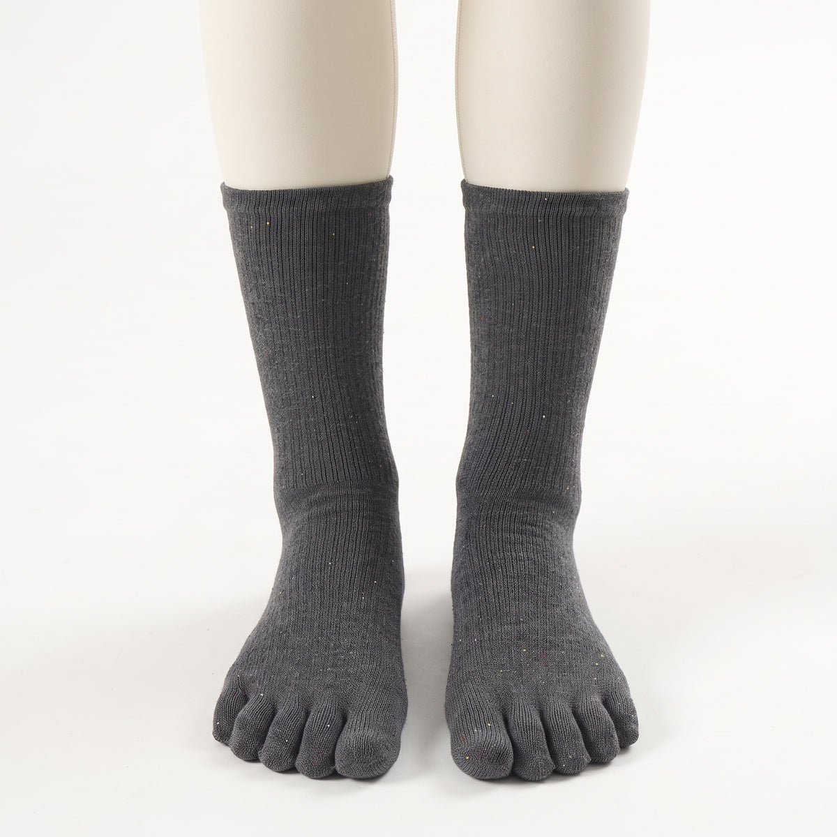 One Size Flecked Five-Toe Grip Yoga Crew Socks