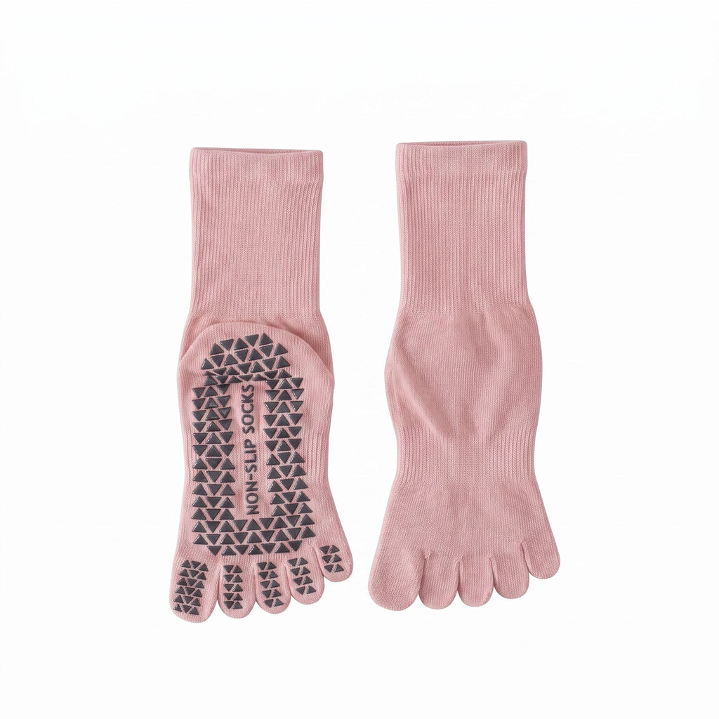 One Size Five-Toe Grip Yoga Crew Socks