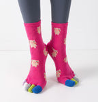 One Size Cartoon Pattern Five-Toe Crew Socks