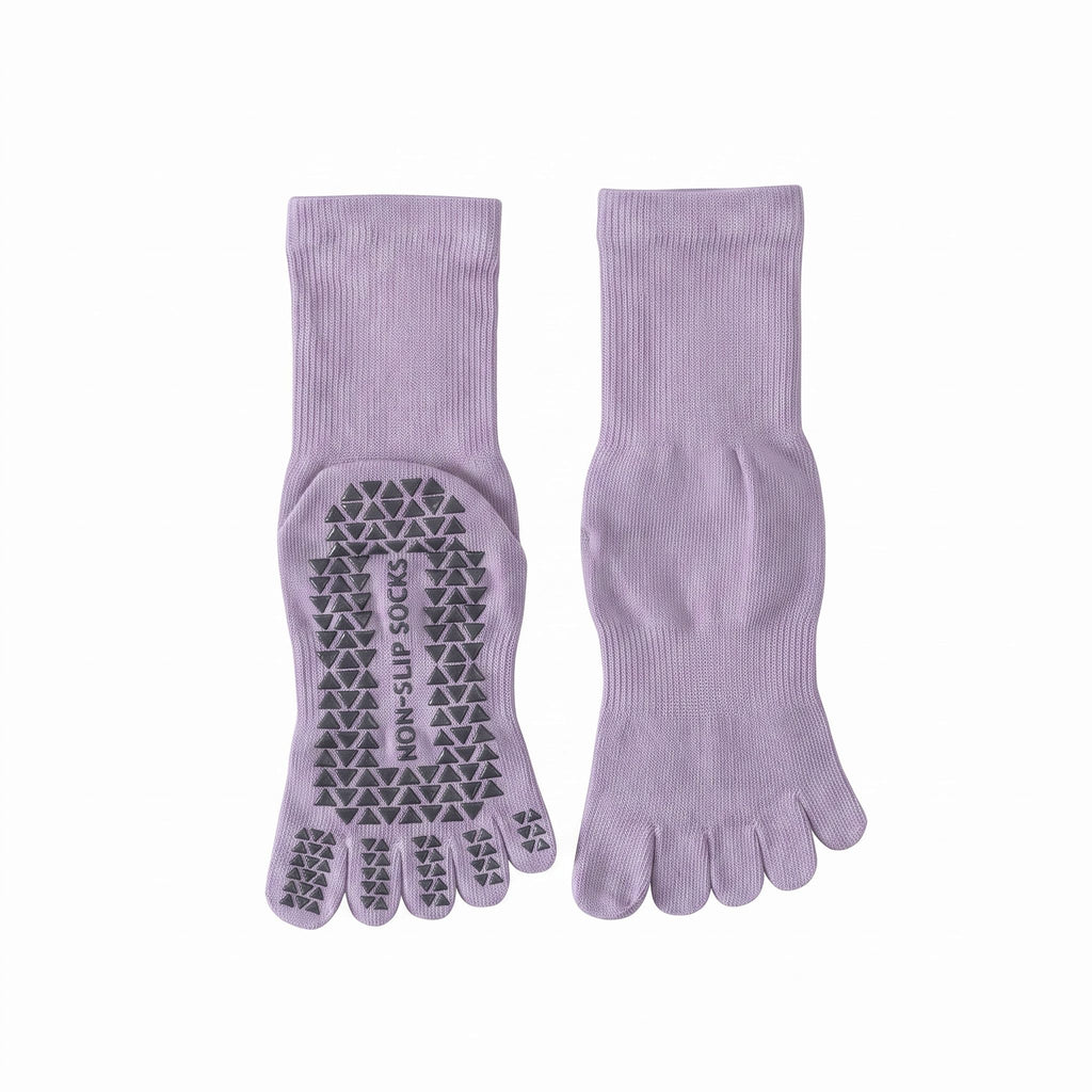 One Size Five-Toe Grip Yoga Crew Socks
