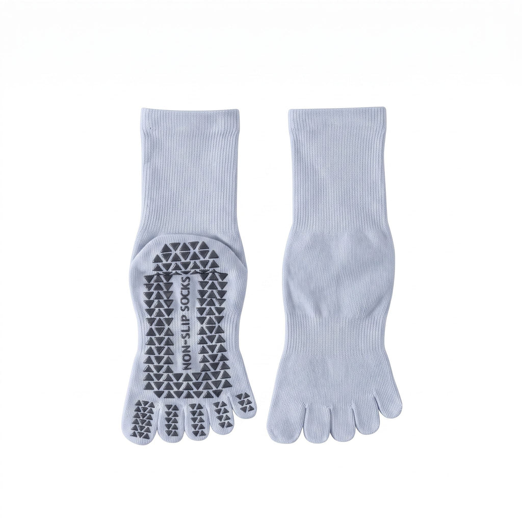 One Size Five-Toe Grip Yoga Crew Socks
