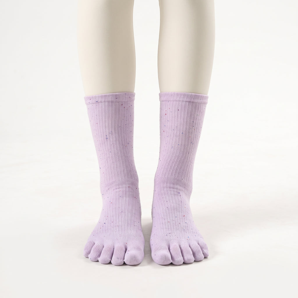 One Size Flecked Five-Toe Grip Yoga Crew Socks