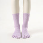 One Size Flecked Five-Toe Grip Yoga Crew Socks