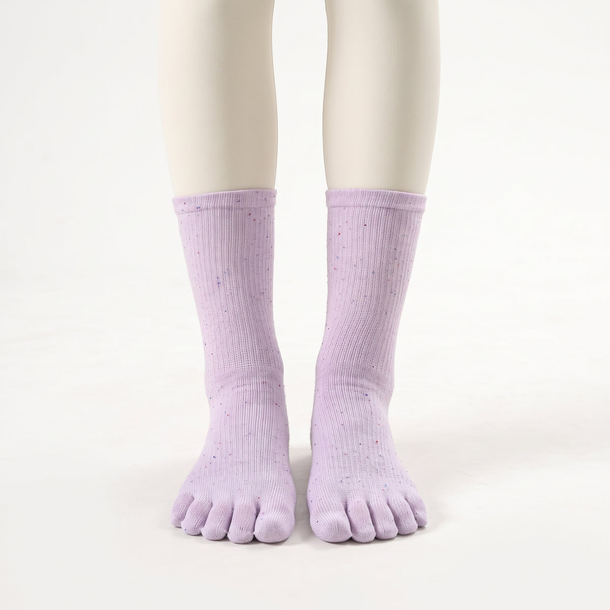 One Size Flecked Five-Toe Grip Yoga Crew Socks