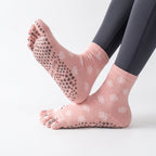 One Size Snowflake Cartoon Five-Toe Grip Crew Socks