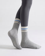 One Size Striped Knit Grip Yoga Crew Socks (2 Pairs)