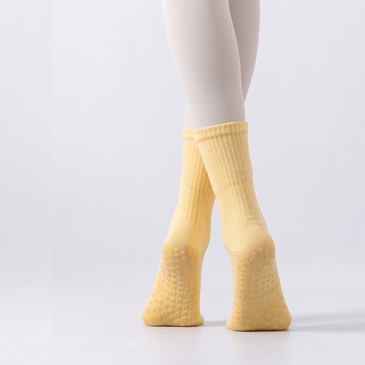 One Size Solid Five-Toe Grip Yoga Crew Socks