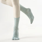 One Size Flecked Five-Toe Grip Yoga Crew Socks