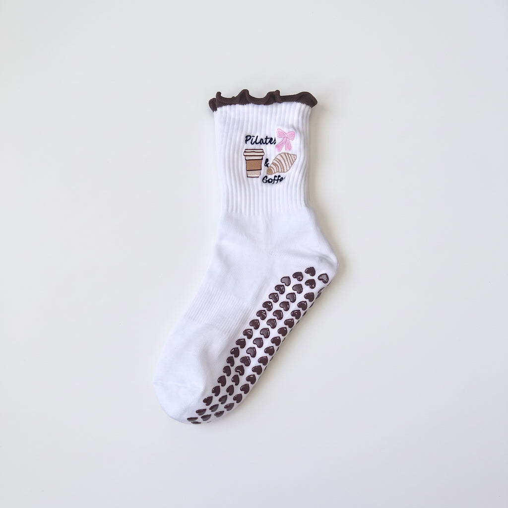 One Size Jacquard Knit Grip Yoga Crew Socks