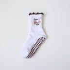 One Size Jacquard Knit Grip Yoga Crew Socks