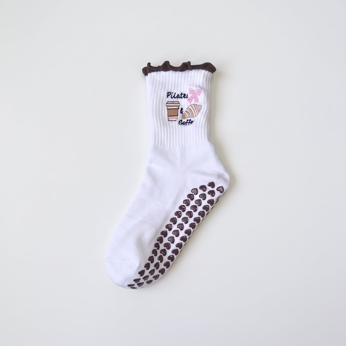 One Size Jacquard Knit Grip Yoga Crew Socks